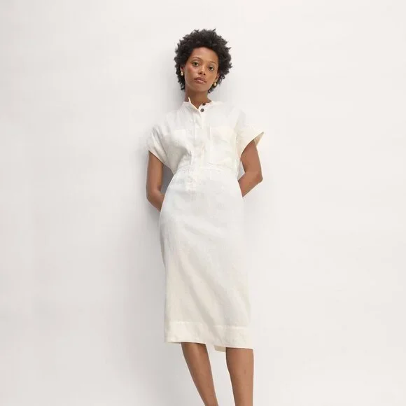 Everlane | Dresses | Everlane Womens Craft Dress In Linen In Bone White  Size Extra Small | Poshmark